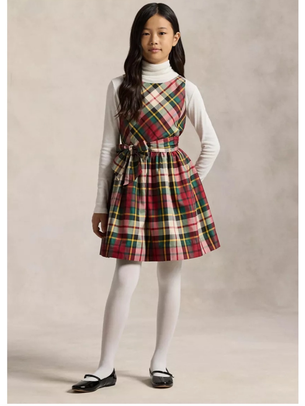 Ralph Lauren Polo Childrenswear Girls Plaid Taffeta Holiday Party Dress SZ 14